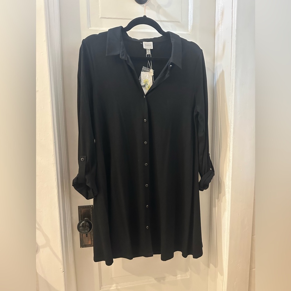 Cupio Black Long Sleeve Shirt Dress M
